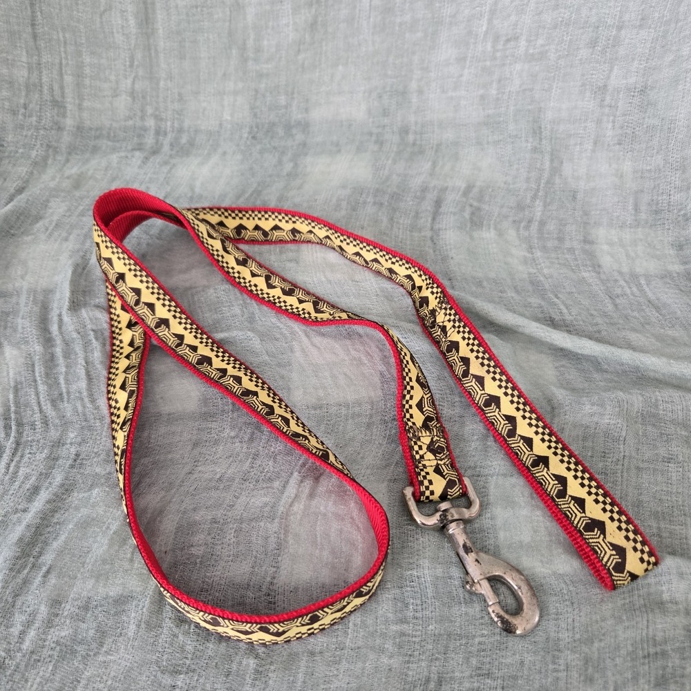 Artsy Unbranded Dog Animal Leash Colorful‎ Geometric Design Red Yellow Black 58"